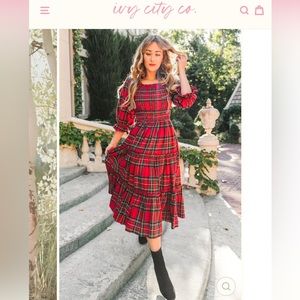 Ivy City Co. Madeline Dress in Holiday Plaid